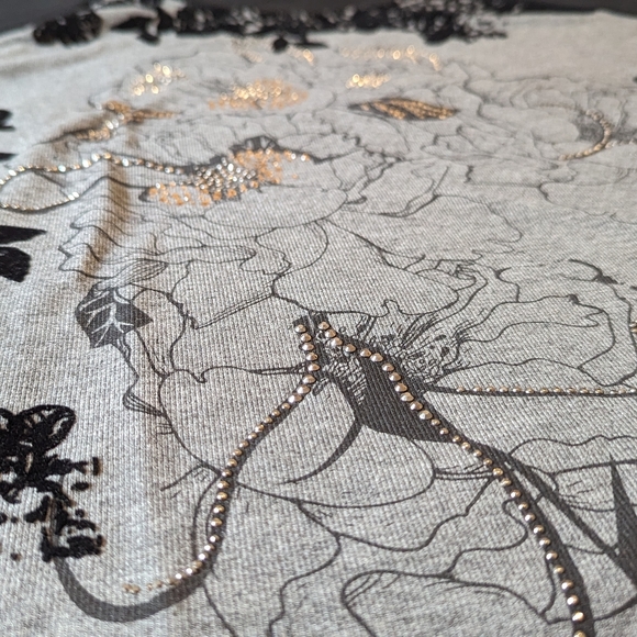 Tricotto black/grey floral studded top XL - Picture 4 of 7